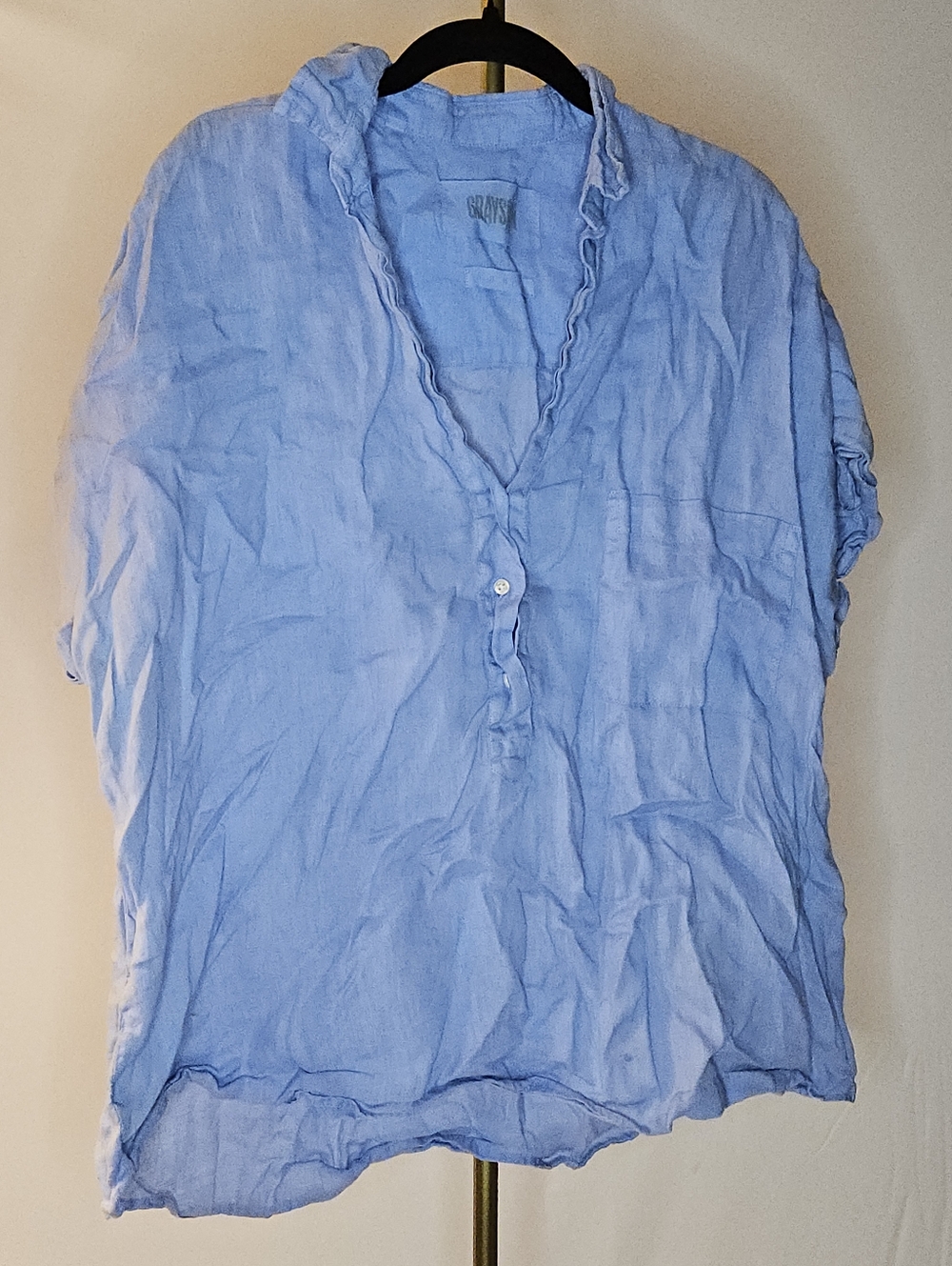 Grayson Relaxed V-Neck Button-Front Linen Blouse